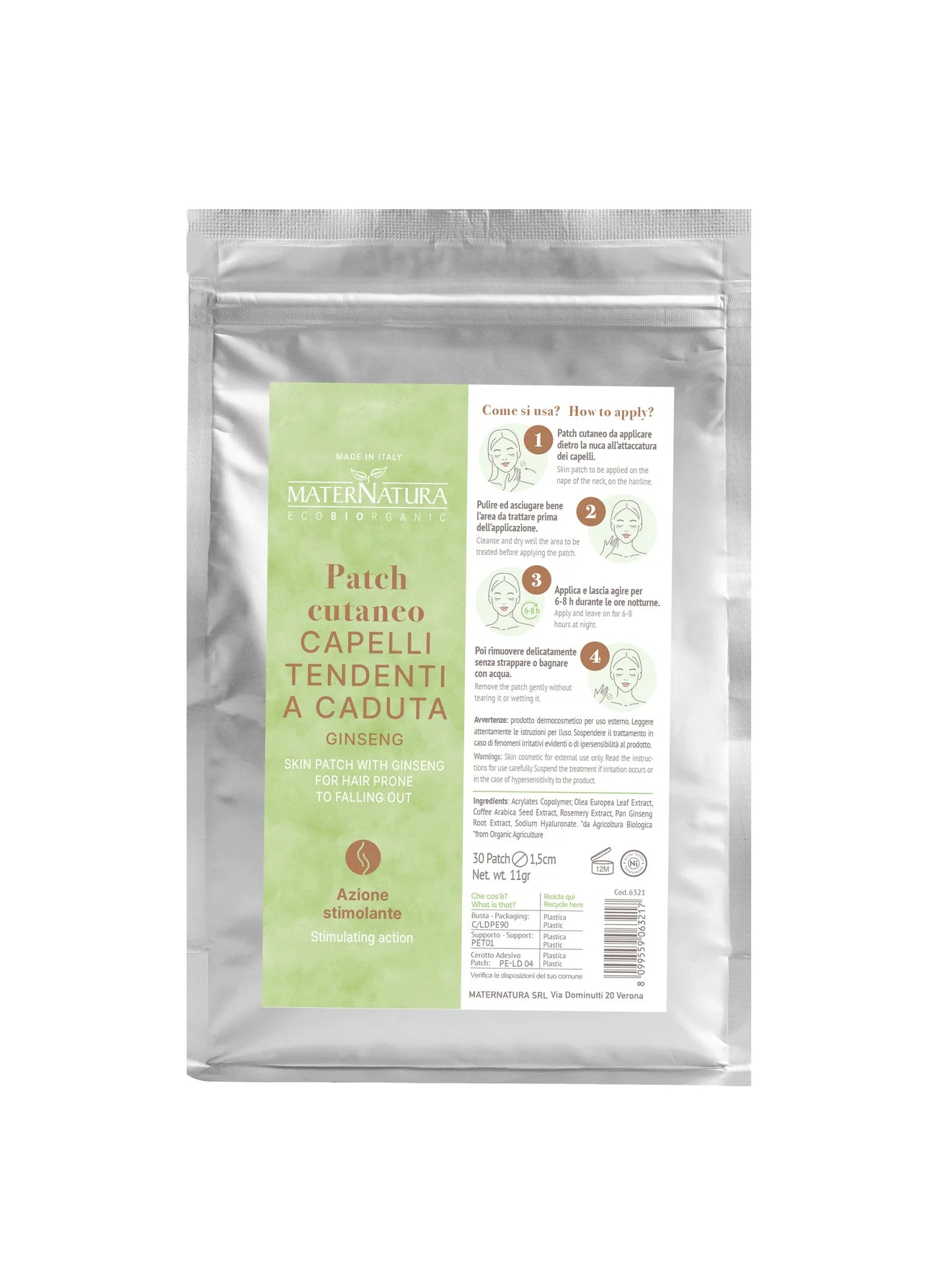 Patch cutaneo capelli tendenti a caduta Ginseng